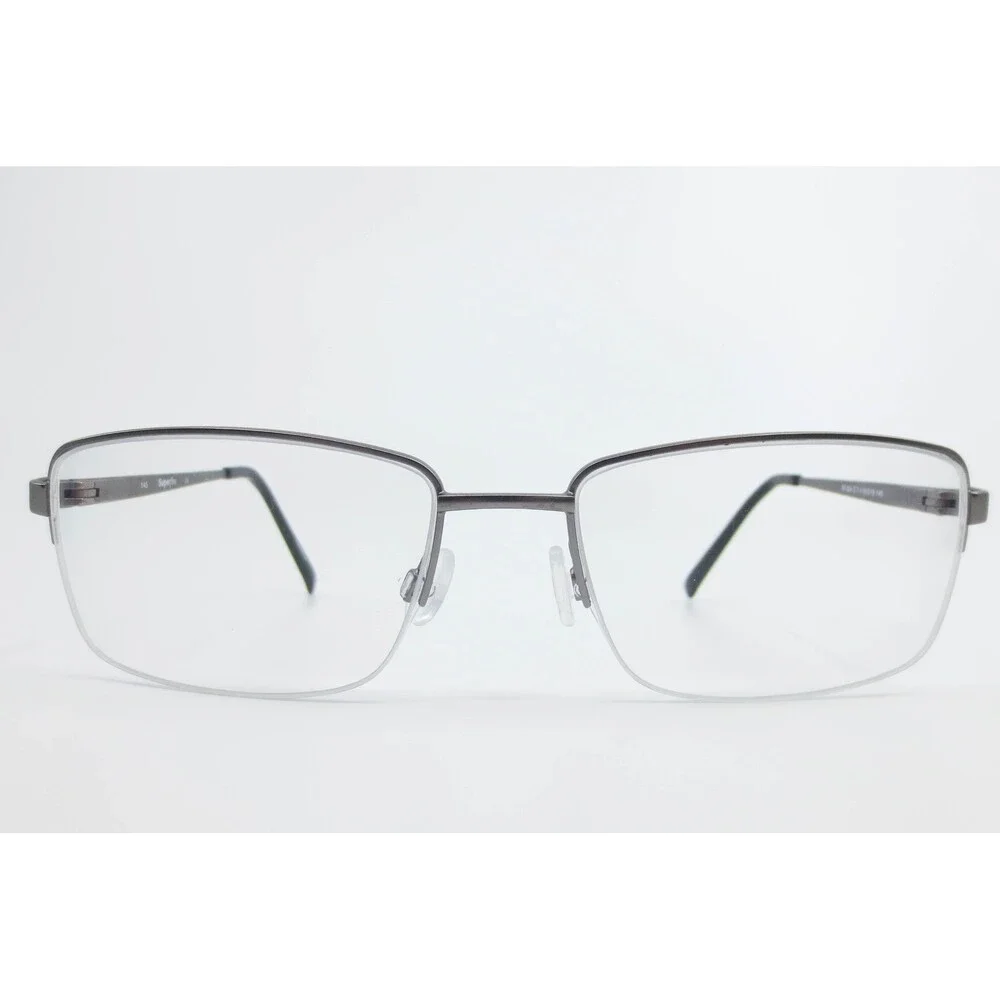 Superflex SF-524 C.1 Gunmetal Gray Semi-Rimless Rectangular Eyeglasses 55-18-145